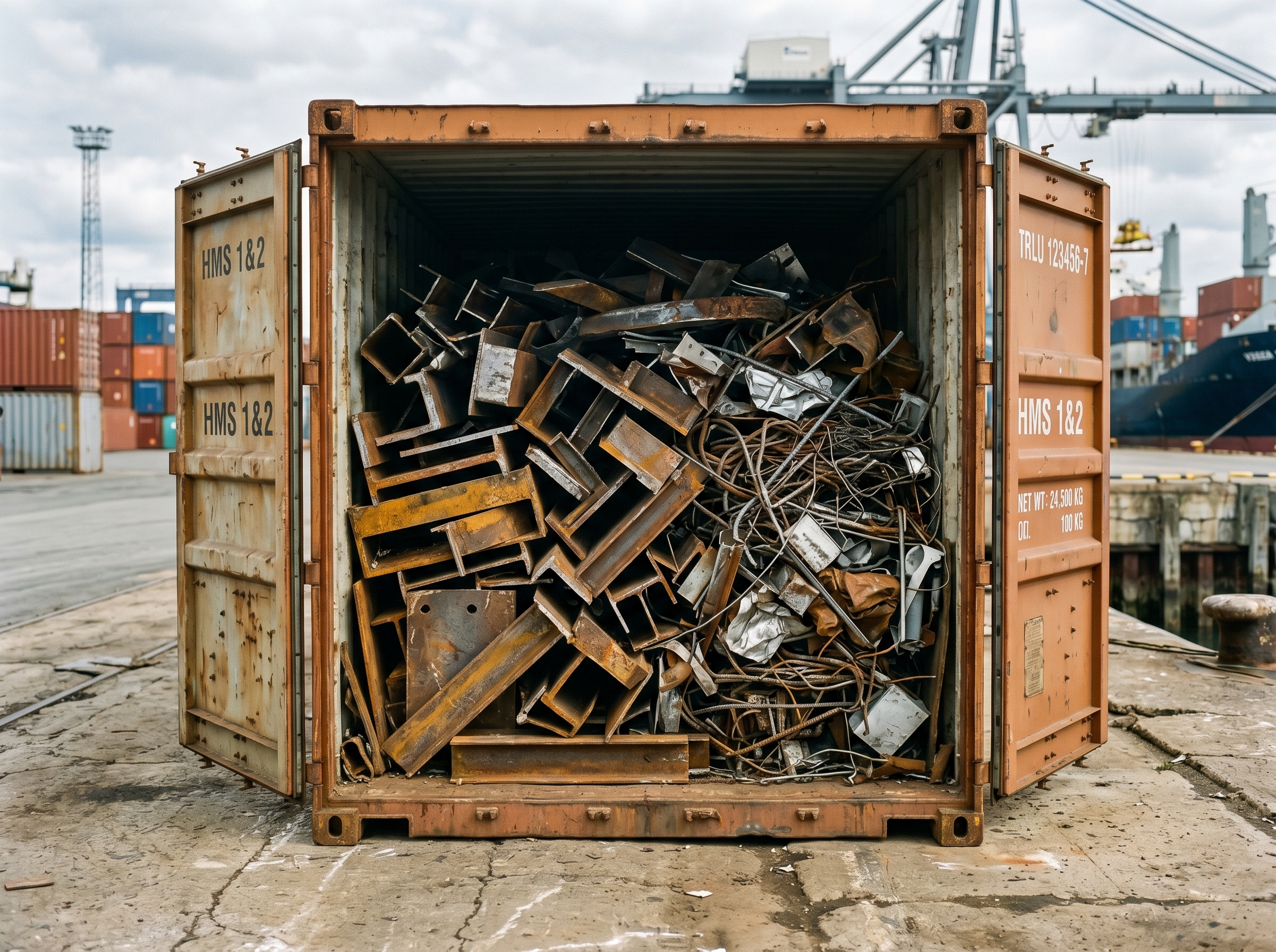 HMS 1&2 mixed scrap loaded into 20ft container